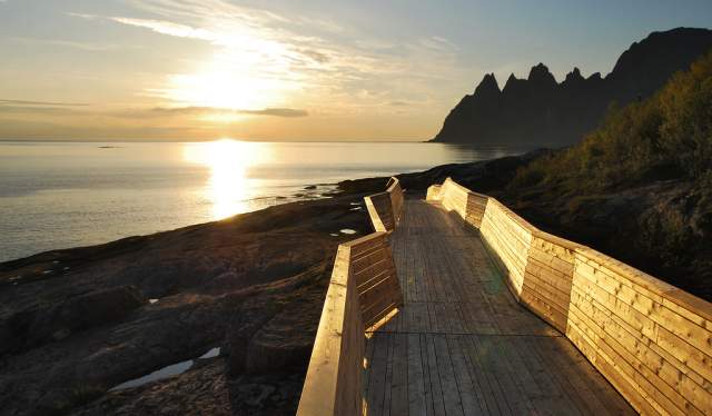 Tungeneset walkpath on Norwegian Scenic Route Senja in Northern Norway