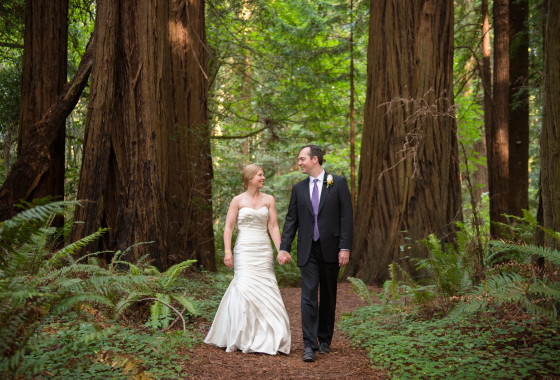 Weddings Bride And Groom In The Redwoods