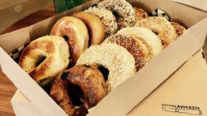 Bagels, Cream Cheese, Carafe of Coffee
