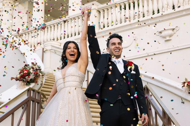 A couple celebrating their wedding in fabulous Las Vegas!
