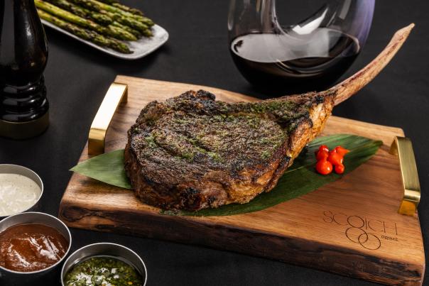 Dig into this perfectly seared filet mignon, plated to perfection at Scotch 80 Prime at Palms Casino Resort in Las Vegas.