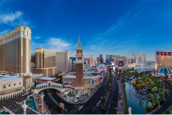 An aerial view of the gorgeous Las Vegas strip.