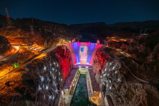 Lifted Hoover Dam USA Flag