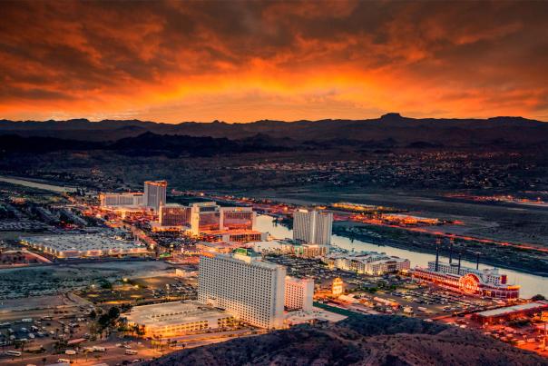A stunning aerial view of the Laughlin, Nevada sunset!