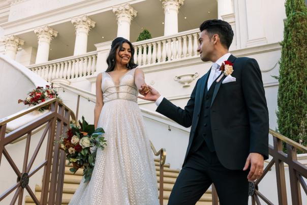 Beautiful couple getting married at Caesars Palace in Las Vegas.