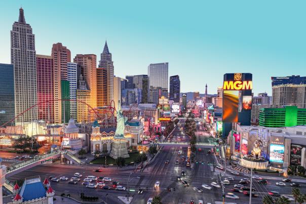 Aerial view of the Las Vegas Strip.
