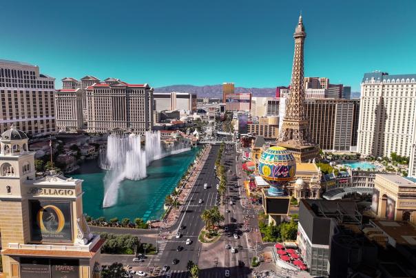Stunning aerial view of the Las Vegas Strip during day time.
