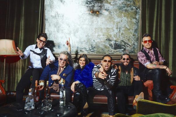 The wonderful band Matute posing on a couch!