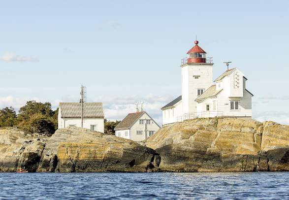Langøytangen lighthouse on the island of Langøya in Langesund
