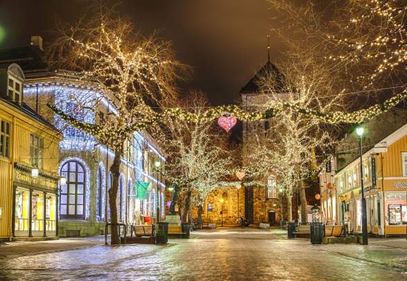 Christmas street in Trondheim
