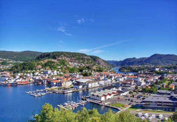 Flekkefjord in Southern Norway from above