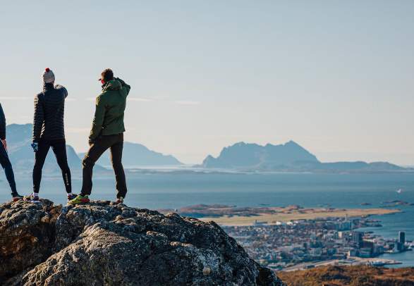 People hiking to Keiservarden in Bodø, Northern Norway