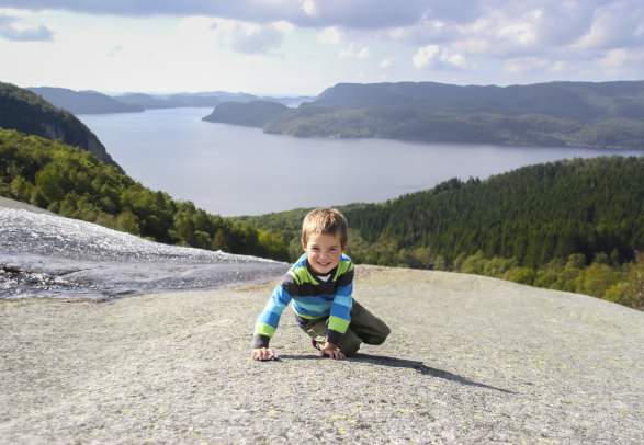 Child Hiking Skrelia Lyngdal Norway