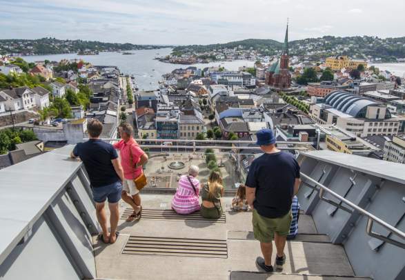View over Arendal from the Glass Lift