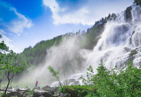 The Tvindefossen waterfall in Voss