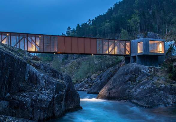 Høse bridge at Norwegian Scenic Route Ryfylke in Fjord Norway