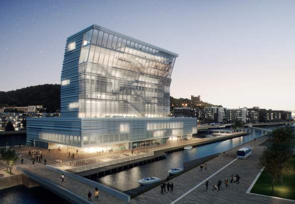 An architectural drawing of the Munch Museum in Bjørvika in Oslo, Norway