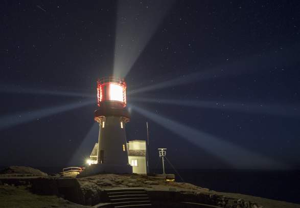Lindesnes lighthouse at night