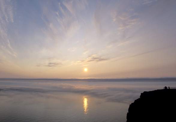 Midnight sun at The North Cape, Finnmark, Norway