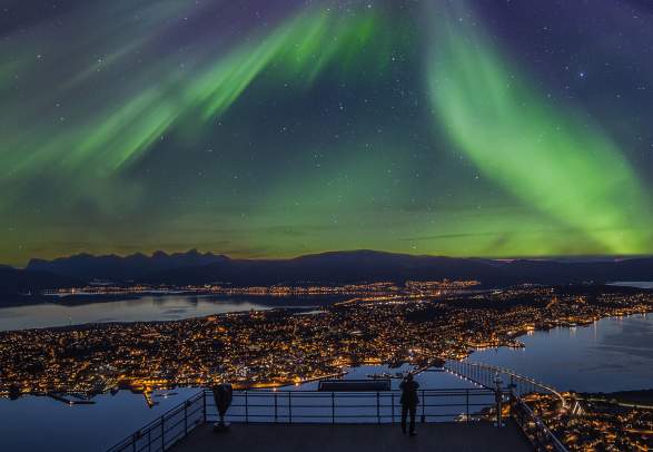 Northern lights over Tromsø city centre