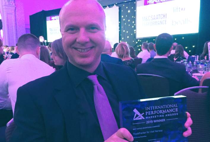 Kjetil Røed på prisutdelingen for International Performance Marketing Award 2019