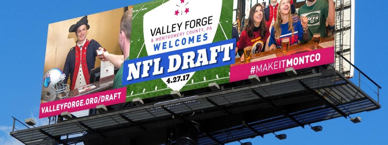 NFL Draft information from the VFTCB is currently occupying billboards on six local roadways, including the Pennsylvania Turnpike, the Walt Whitman Bridge and I-95.