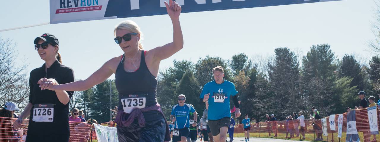Crossing the finish line at the 2016 Revolutionary Run
