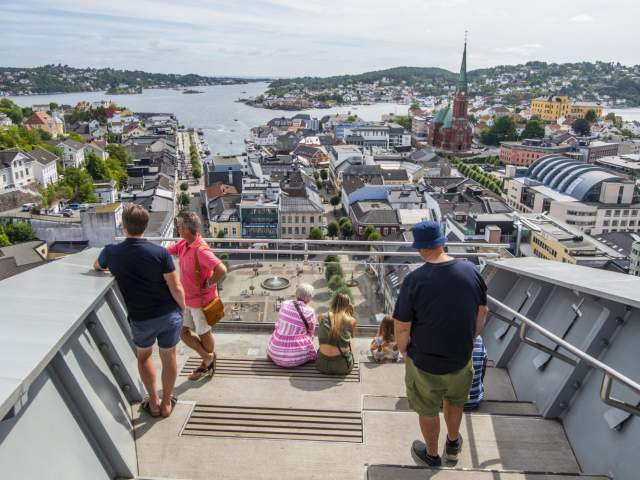 View over Arendal from the Glass Lift