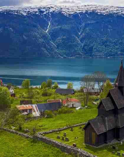 Urnes stave church in Luster in Sognefjord, Fjord Norway