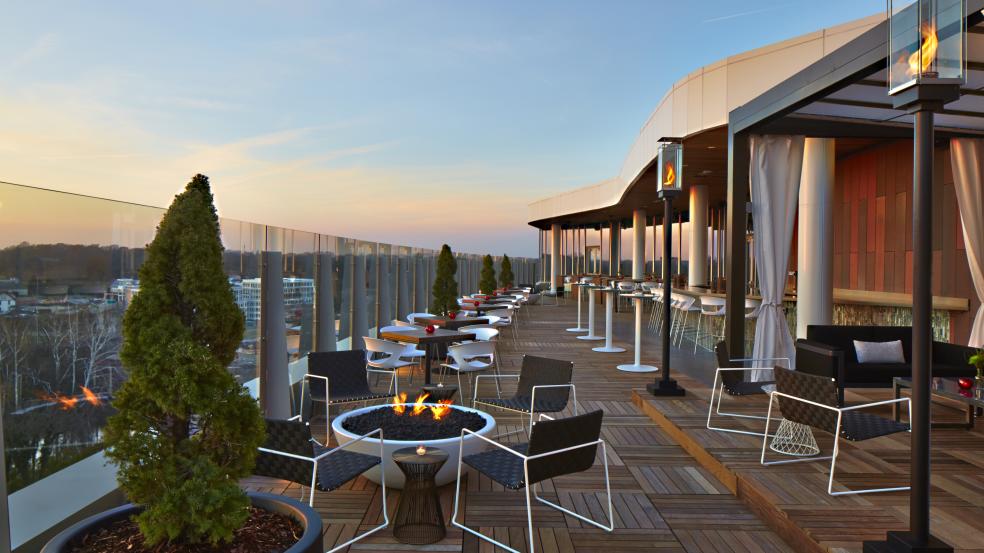 Dublin Convention Visitors Bureau The View From Eight Stories Up On Patio At Vaso Rooftop Lounge With Seating And