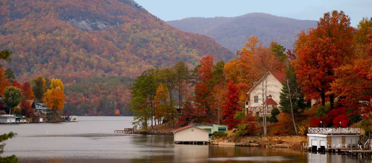 Fall color covers Lake Lure}
