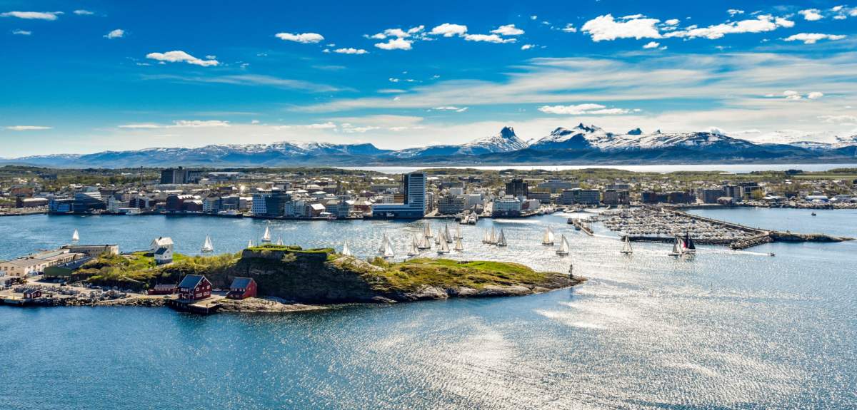 The city of Bodø on a sunny summer day