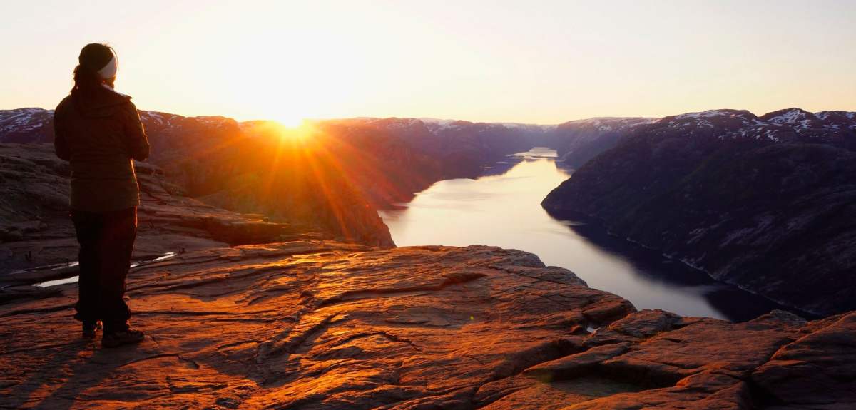 Sunrise The Pulpit Rock in Ryfylke, Fjord Norway