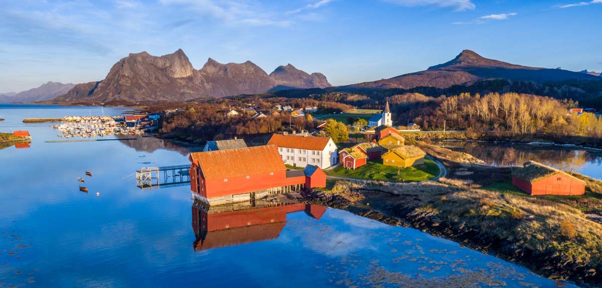 Image of the landscape of Kjerringøy in Bodø, Northern Norway during summer