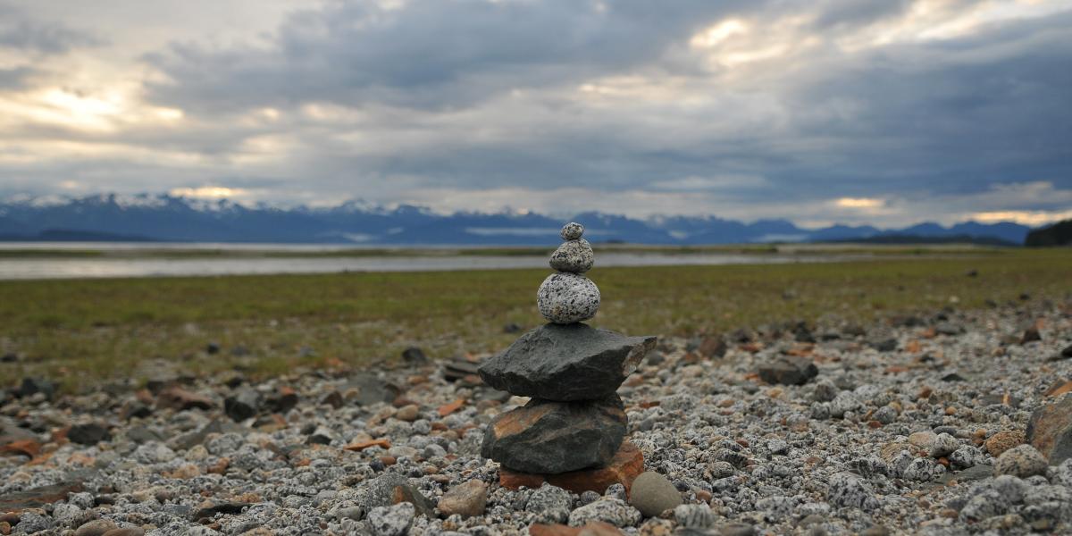 Rock formation on beach