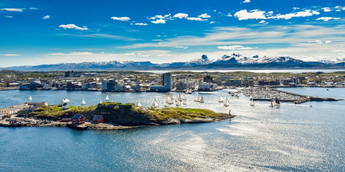 The city of Bodø on a sunny summer day