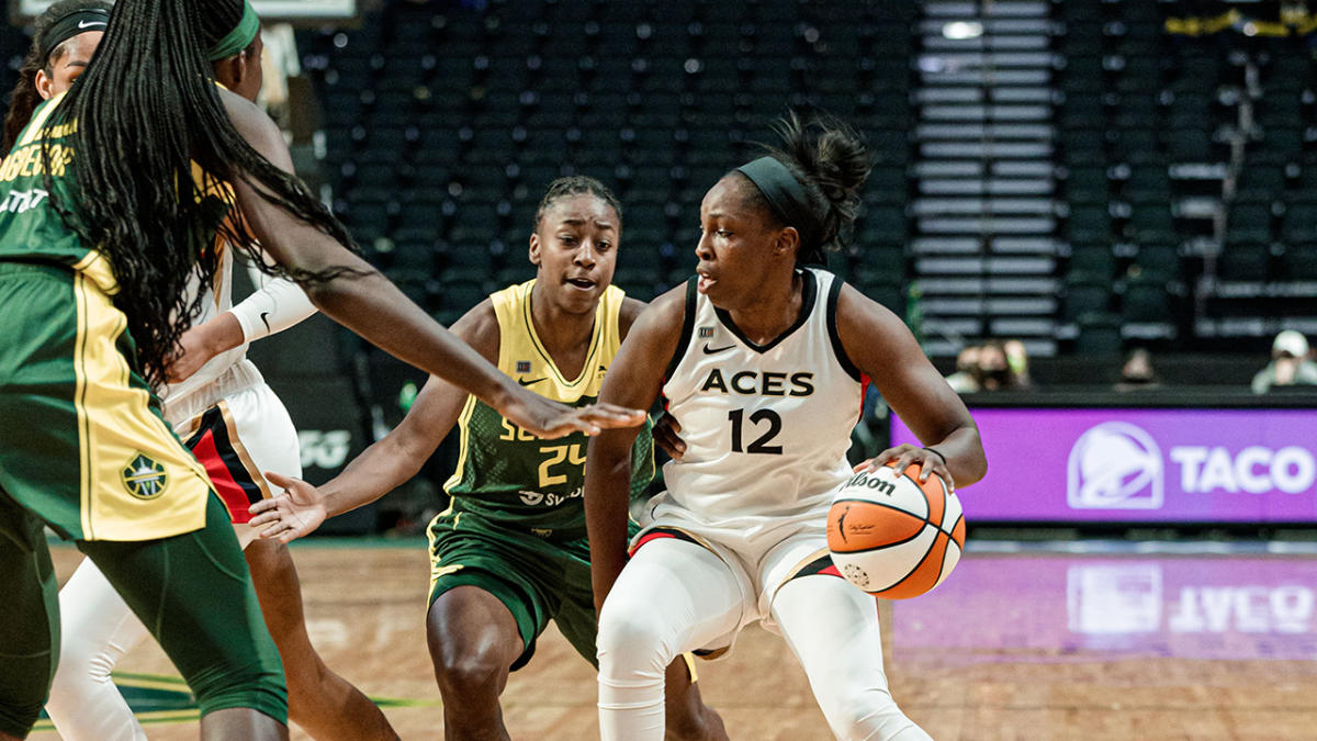 The Las Vegas Aces women's basketball team during a game