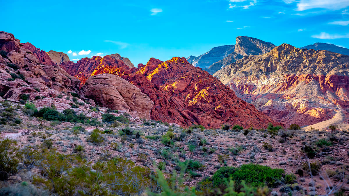 A view of the mountains at Red Rock Canyon in Las Vegas, NV