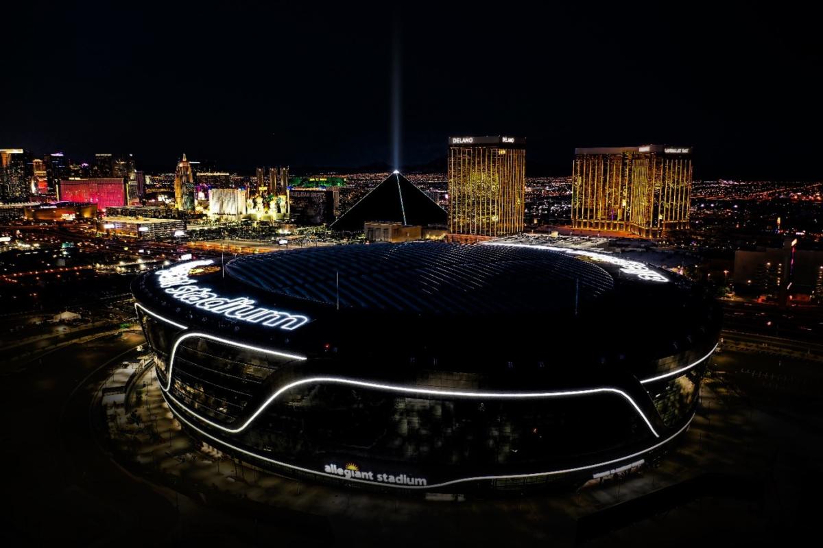 Allegiant Stadium Redefines Las Vegas Skyline With Night-Time