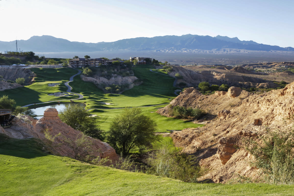 A gorgeous aerial view of the Wolf Creek Golf Club.