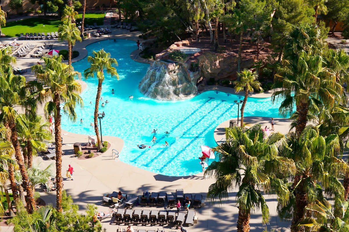 An aerial view of the CasaBlanca Hotel Casino Golf Spa Pool.