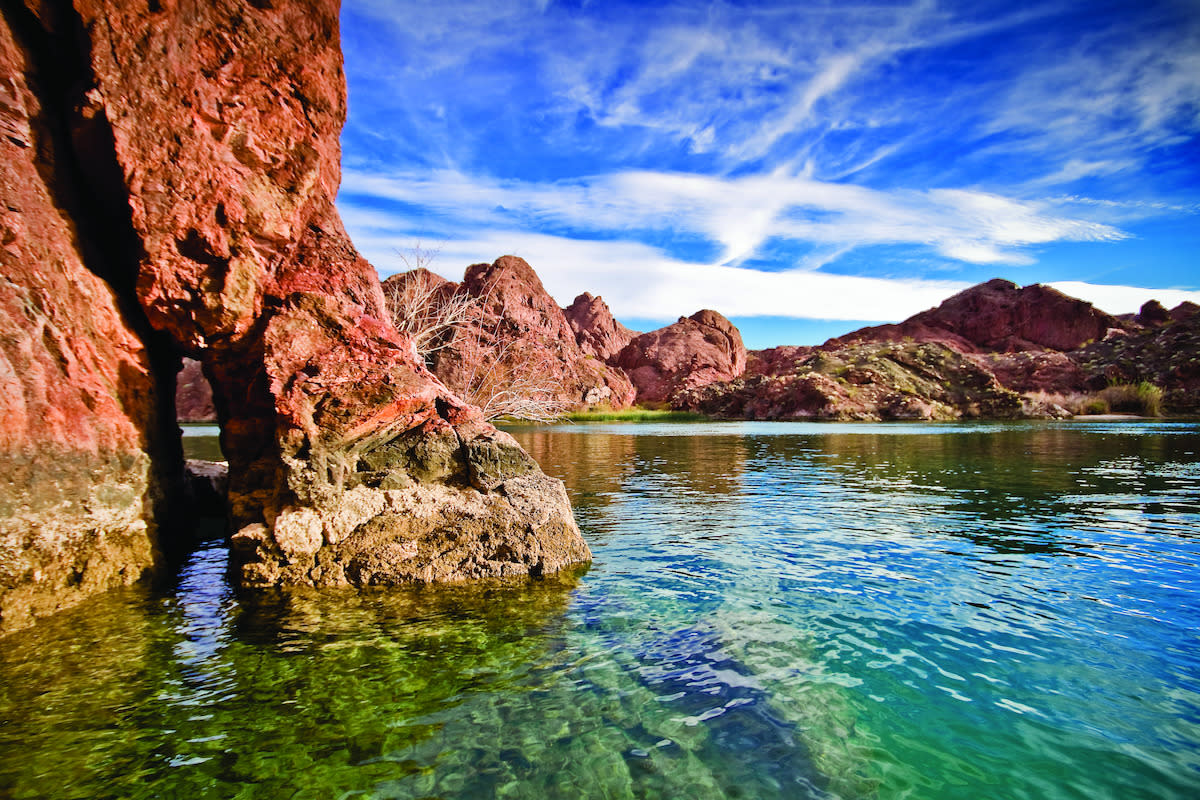 A gorgeous look at the Colorado River with its crystal clear blue water.