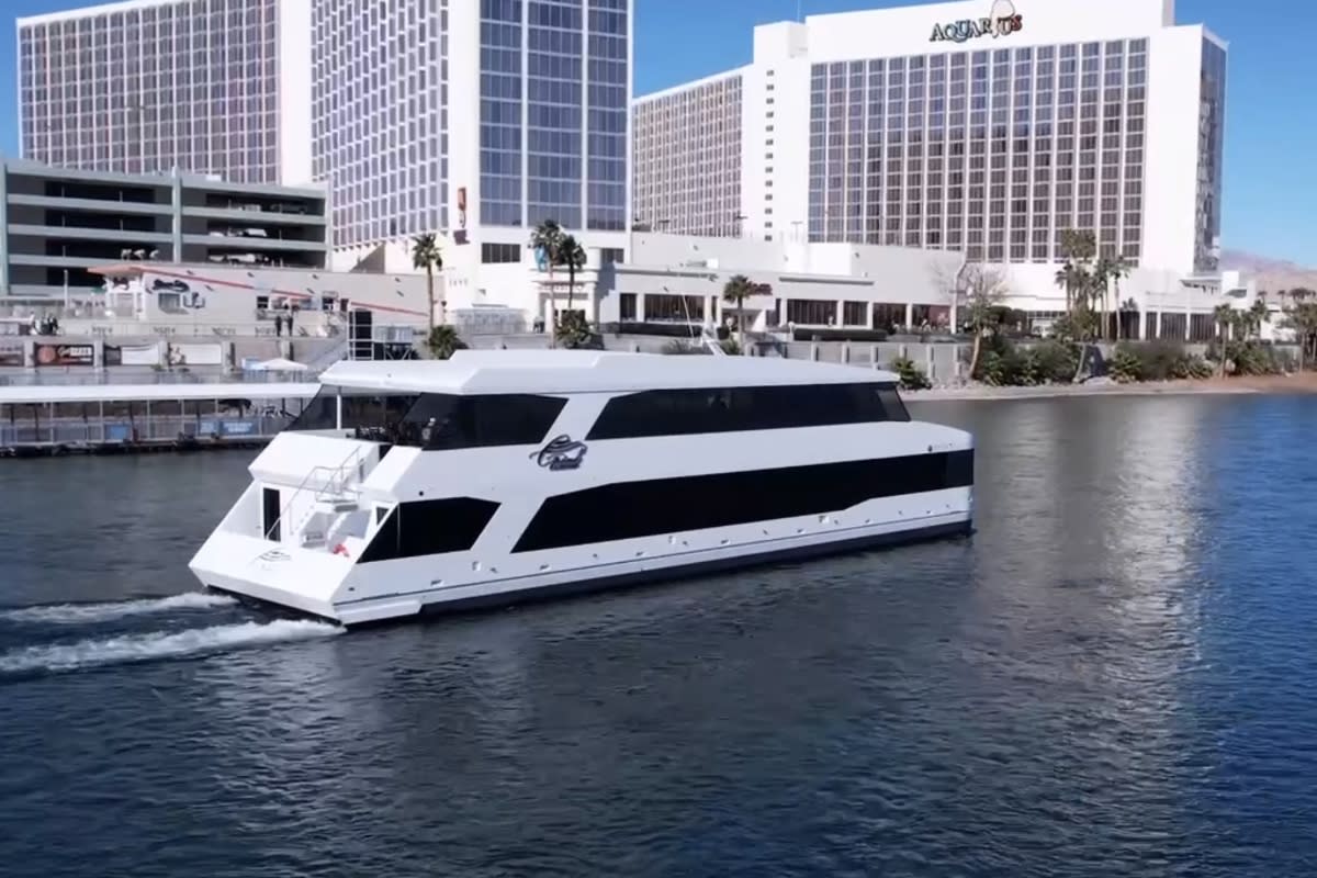 The stunning and modern "Grand Celebration" sailing through the Colorado River.