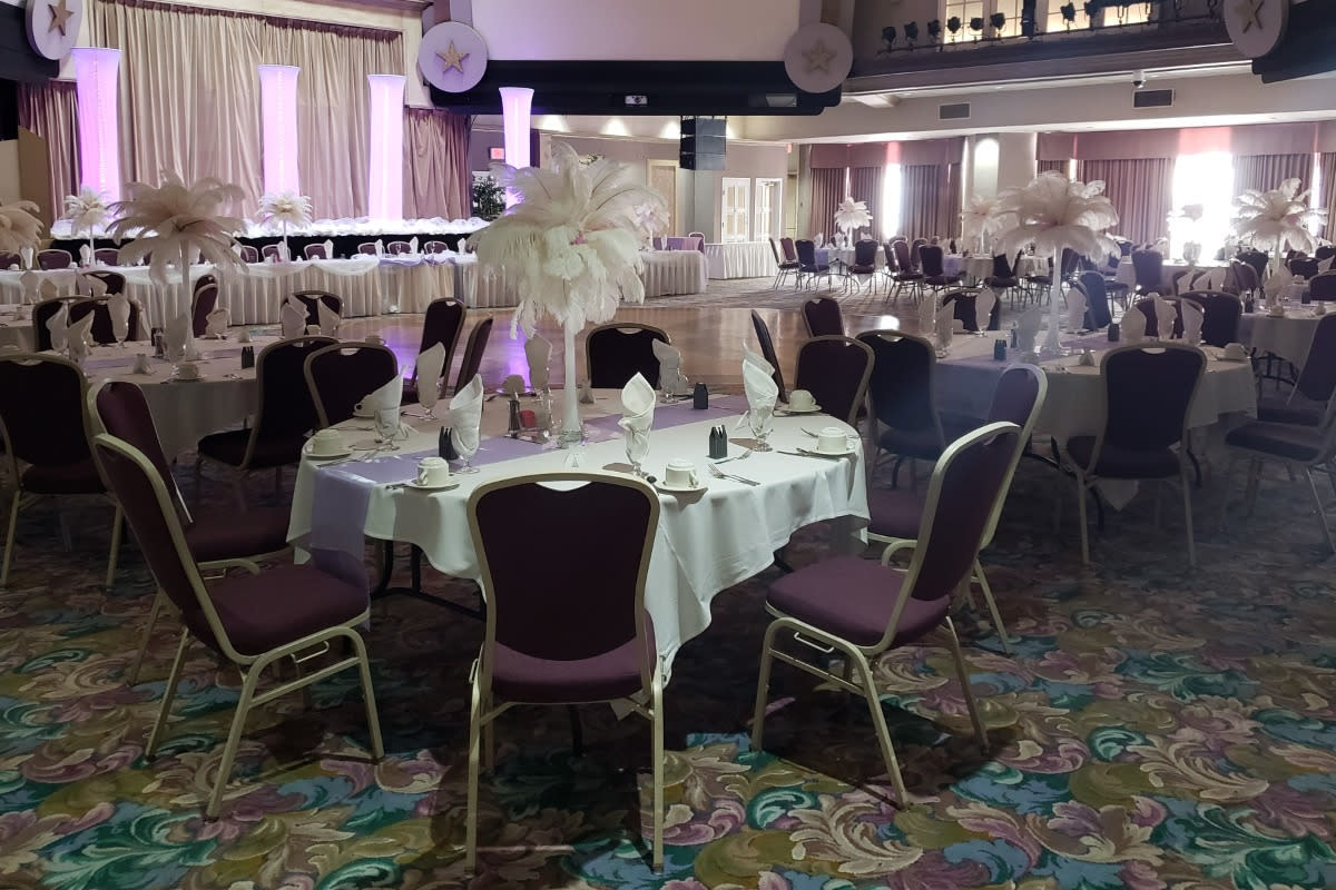 A beautifully prepared interior ready for your wedding at Tropicana Pavilion at Tropicana Laughlin.