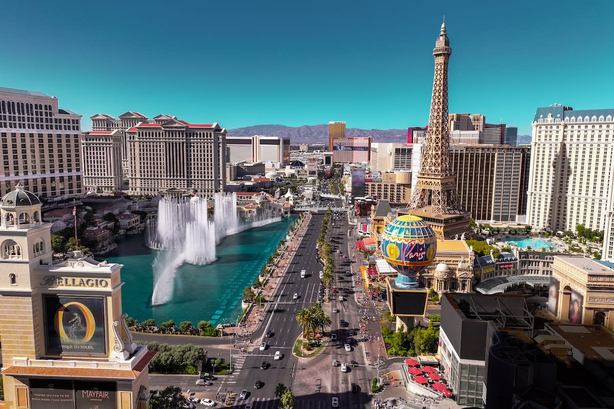 Stunning aerial view of the Las Vegas Strip during day time.