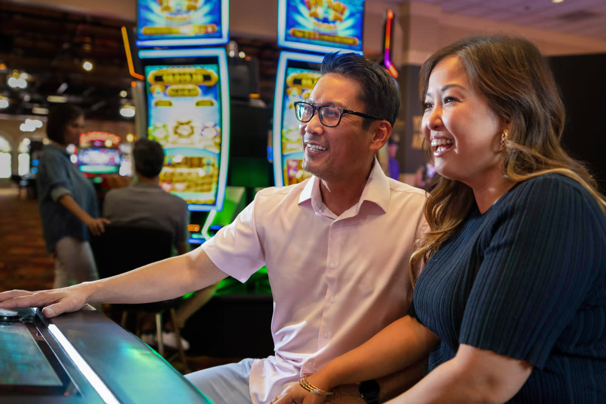A couple enjoying themselves playing some games in Laughlin.