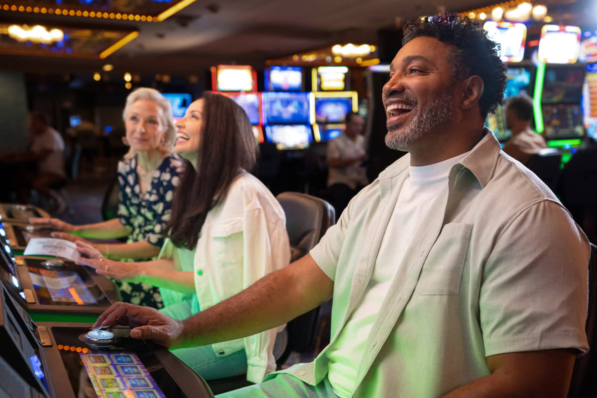 A group of people enjoying themselves gaming in Laughlin.