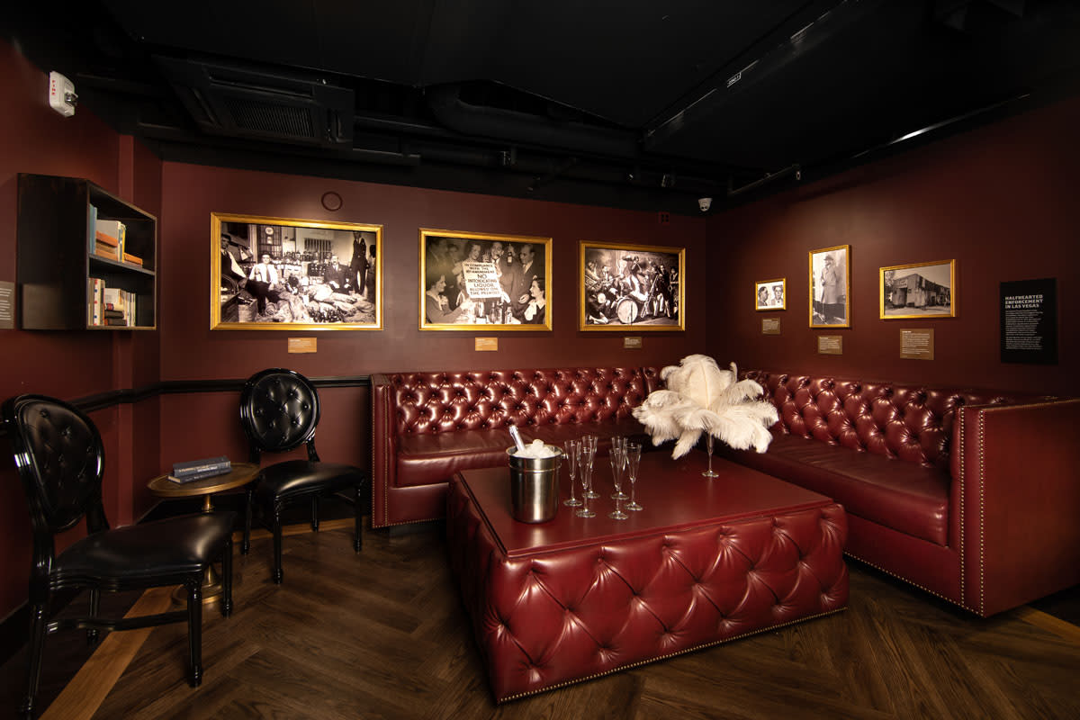 Take a seat at one of the fabulous options inside of the The Underground Speakeasy at The Mob Museum.