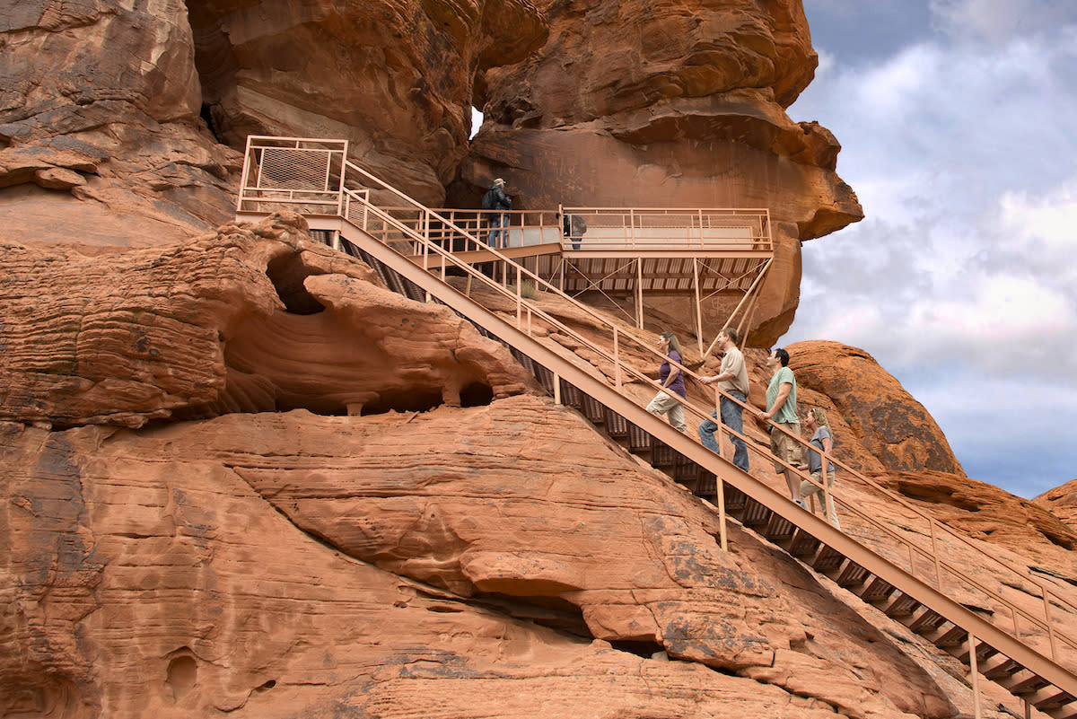 Get an amazing view at the top of this staircase at Valley of Fire national park.