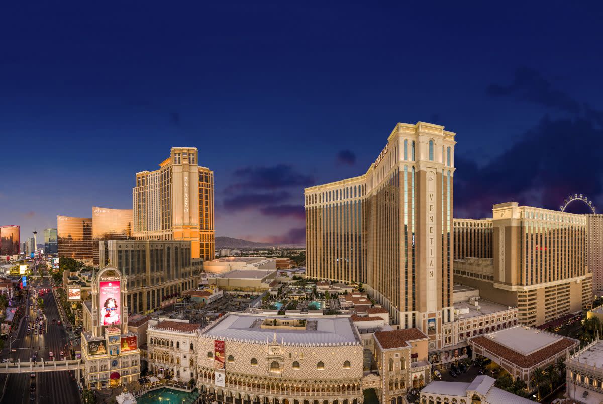 An aerial view of the Venetian Resort Las Vegas.